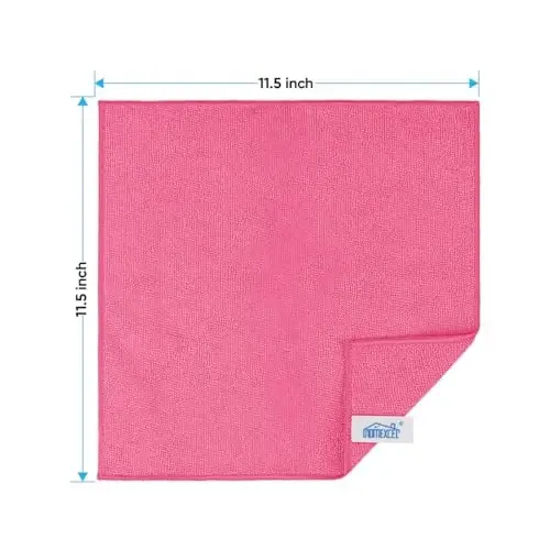 HOMEXCEL 24PK Microfiber Cleaning Cloth, Cleaning Rag for Home, 11.5x11.5in | Reusable, Lint Free, Scratch-Free and Highly Absorbent Towels for Kitchen, Window and Glass, Cars, Pink - HOMEXCEL (1)