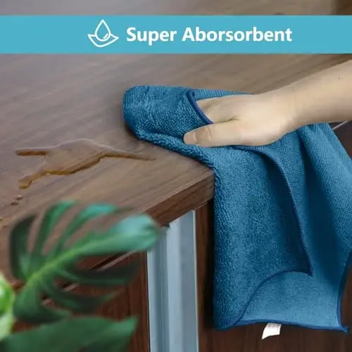 HOMEXCEL 50PK Microfiber Cleaning Cloth, Cleaning Rag for Home, 11.5x11.5in | Reusable, Lint Free, Scratch-Free and Highly Absorbent Towels for Kitchen, Window and Glass, Cars, Navy Blue - 3