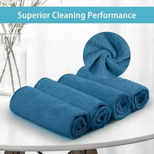 HOMEXCEL 50PK Microfiber Cleaning Cloth, Cleaning Rag for Home, 11.5x11.5in | Reusable, Lint Free, Scratch-Free and Highly Absorbent Towels for Kitchen, Window and Glass, Cars, Navy Blue - HOMEXCEL (1)