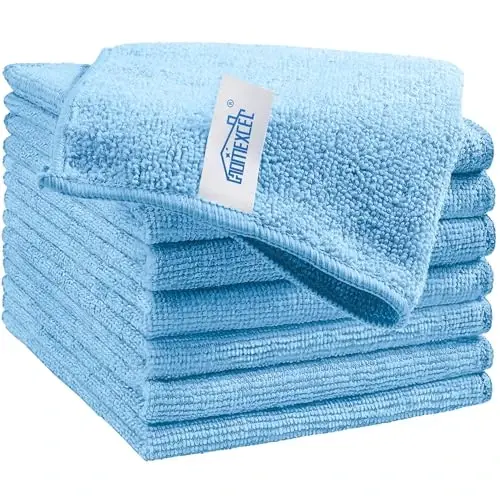HOMEXCEL 8PK Microfiber Cleaning Cloth, Cleaning Rags for Home, 11.5x11.5in | Reusable, Lint Free, Scratch-Free and Highly Absorbent Towels for Kitchen, Window and Glass, Cars, Blue - HOMEXCEL