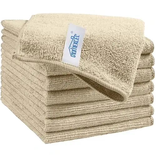HOMEXCEL 8PK Microfiber Cleaning Cloth, Cleaning Rags for Home, 11.5x11.5in | Reusable, Lint Free, Scratch-Free and Highly Absorbent Towels for Kitchen, Window and Glass, Cars, Brown - 1