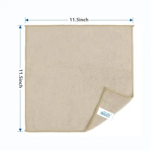 HOMEXCEL 8PK Microfiber Cleaning Cloth, Cleaning Rags for Home, 11.5x11.5in | Reusable, Lint Free, Scratch-Free and Highly Absorbent Towels for Kitchen, Window and Glass, Cars, Brown - 2