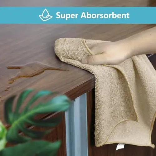 HOMEXCEL 8PK Microfiber Cleaning Cloth, Cleaning Rags for Home, 11.5x11.5in | Reusable, Lint Free, Scratch-Free and Highly Absorbent Towels for Kitchen, Window and Glass, Cars, Brown - 4