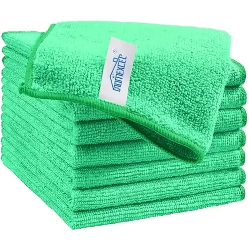 HOMEXCEL 8PK Microfiber Cleaning Cloth, Cleaning Rags for Home, 11.5x11.5in | Reusable, Lint Free, Scratch-Free and Highly Absorbent Towels for Kitchen, Window and Glass, Cars, Green - 1
