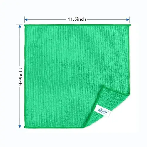 HOMEXCEL 8PK Microfiber Cleaning Cloth, Cleaning Rags for Home, 11.5x11.5in | Reusable, Lint Free, Scratch-Free and Highly Absorbent Towels for Kitchen, Window and Glass, Cars, Green - HOMEXCEL (1)