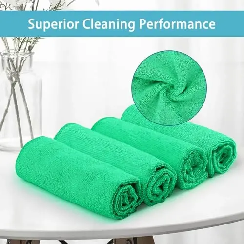 HOMEXCEL 8PK Microfiber Cleaning Cloth, Cleaning Rags for Home, 11.5x11.5in | Reusable, Lint Free, Scratch-Free and Highly Absorbent Towels for Kitchen, Window and Glass, Cars, Green - 3