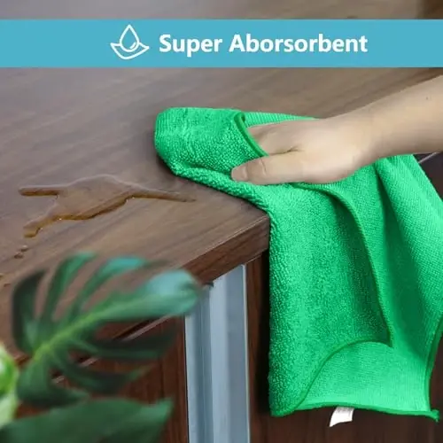 HOMEXCEL 8PK Microfiber Cleaning Cloth, Cleaning Rags for Home, 11.5x11.5in | Reusable, Lint Free, Scratch-Free and Highly Absorbent Towels for Kitchen, Window and Glass, Cars, Green - 4
