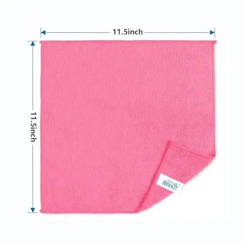 HOMEXCEL 8PK Microfiber Cleaning Cloth, Cleaning Rags for Home, 11.5x11.5in | Reusable, Lint Free, Scratch-Free and Highly Absorbent Towels for Kitchen, Window and Glass, Cars, Pink - HOMEXCEL (1)