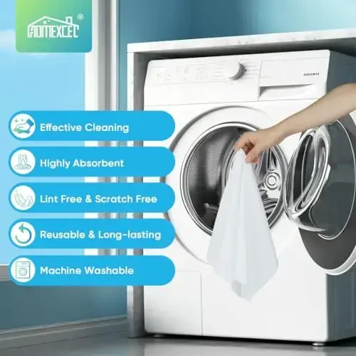 HOMEXCEL Белая микрофибровая ткань для уборки, 24 шт. Салфетки для кухни, без ворса, без царапин, хорошо впитывающие и многоразовые тряпки для дома, окон и стекла, автомобилей, 29 x 29 см - 6