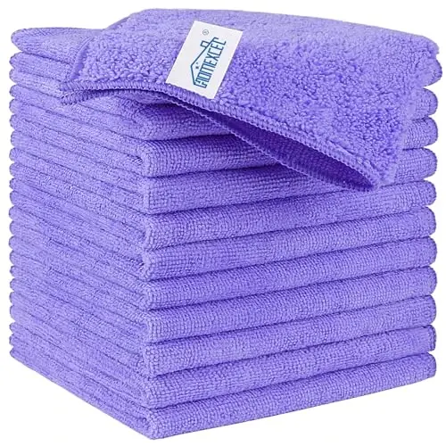 HOMEXCEL Binafsha Mikrofiber Tozalash Mato, 12 dona Premium Mikrofiber Sochiqlar Avtomobillar uchun, Tuk Qoldirmaydi, Chizilmaydi, Juda Yaxshi Shimadi, Avtomobil, Uy, Oshxona, Deraza uchun Qayta Ishlatiladigan Tozalash Lattalari, 11.5