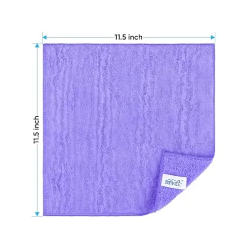 HOMEXCEL Binafsha Mikrofiber Tozalash Mato, 12 dona Premium Mikrofiber Sochiqlar Avtomobillar uchun, Tuk Qoldirmaydi, Chizilmaydi, Juda Yaxshi Shimadi, Avtomobil, Uy, Oshxona, Deraza uchun Qayta Ishlatiladigan Tozalash Lattalari, 11.5