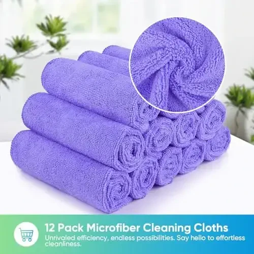 HOMEXCEL Binafsha Mikrofiber Tozalash Mato, 12 dona Premium Mikrofiber Sochiqlar Avtomobillar uchun, Tuk Qoldirmaydi, Chizilmaydi, Juda Yaxshi Shimadi, Avtomobil, Uy, Oshxona, Deraza uchun Qayta Ishlatiladigan Tozalash Lattalari, 11.5