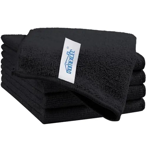 HOMEXCEL Black Cleaning Rags 5 Pack, Highly Absorbent Microfiber Cleaning Cloth for Kitchen, Lint Free, Scratch-Free, Reusable Microfiber Towels for House, Window and Glass, Cars, 11.5 X11.5 inch - 1