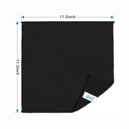 HOMEXCEL Black Cleaning Rags 5 Pack, Highly Absorbent Microfiber Cleaning Cloth for Kitchen, Lint Free, Scratch-Free, Reusable Microfiber Towels for House, Window and Glass, Cars, 11.5 X11.5 inch - HOMEXCEL (1)
