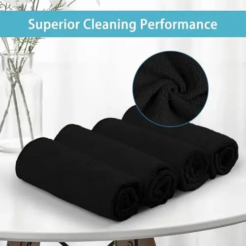 HOMEXCEL Black Microfiber Cleaning Cloth 400 Pack, Microfiber Towel for Cars, Lint Free, Scratch-Free, Highly Absorbent, and Cleaning Rags for House, Window and Glass, Cars, TV Screen 11.5 X11.5 inch - 3