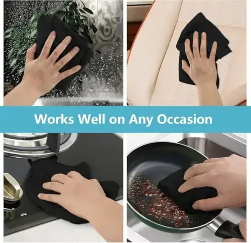 HOMEXCEL Black Microfiber Cleaning Cloth, 50 Pack Cleaning Towels for Kitchen, Lint Free, Scratch-Free, Highly Absorbent, and Reusable Cleaning Rags for House, Window and Glass, Cars, 11.5 X11.5 inch - 5