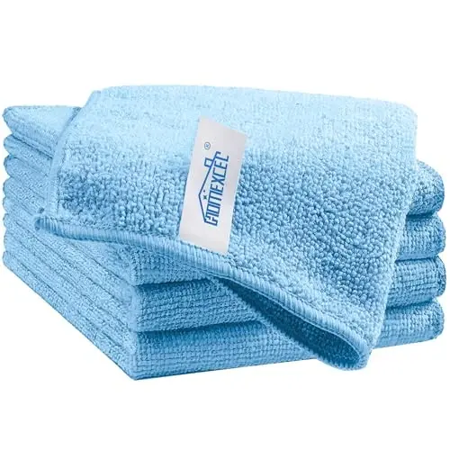 HOMEXCEL Blue Cleaning Rags 5 Pack, Highly Absorbent Microfiber Cleaning Cloth for Kitchen, Lint Free, Scratch-Free, Reusable Microfiber Towels for House, Window and Glass, Cars, 11.5 X11.5 inch - 1