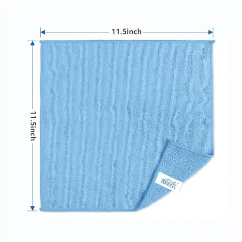 HOMEXCEL Blue Cleaning Rags 5 Pack, Highly Absorbent Microfiber Cleaning Cloth for Kitchen, Lint Free, Scratch-Free, Reusable Microfiber Towels for House, Window and Glass, Cars, 11.5 X11.5 inch - 2