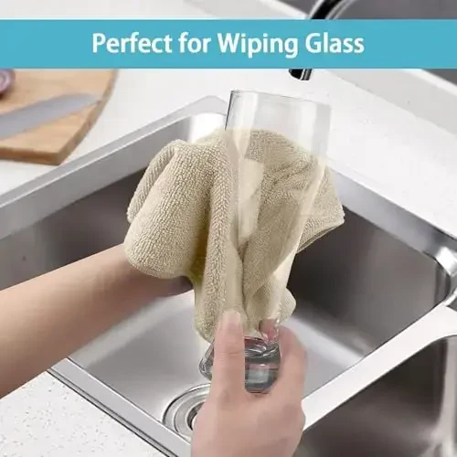 HOMEXCEL Brown Microfiber Cleaning Cloth, 50 Pack Cleaning Towels for Kitchen, Lint Free, Scratch-Free, Highly Absorbent, and Reusable Cleaning Rags for House, Window and Glass, Cars, 11.5 X11.5 inch - 6