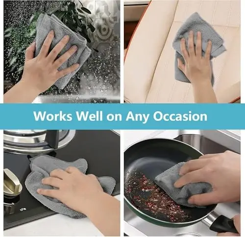 HOMEXCEL Grey Microfiber Cleaning Cloth 600 Pack, Microfiber Towel for Cars, Lint Free, Scratch-Free, Highly Absorbent, and Cleaning Rags for House, Window and Glass, Cars, TV Screen 11.5 X11.5 inch - 6