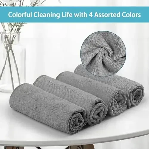 HOMEXCEL Grey Microfiber Cleaning Cloth,150 Pack Cleaning Rags, Cleaning Towels,11.5