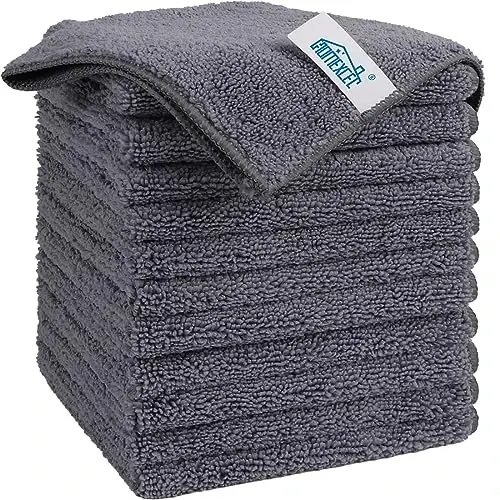 HOMEXCEL Grey Microfiber Tozalash Mato, 12 Pack Premium Mikrofiber Sochiqlar Avtomobillar uchun, Tolasiz, Chizishsiz, Yuqori Singdiruvchan, Avtomobil, Uy xo'jaligi, Oshxona, Oyna uchun Qayta Foydalanish Mumkin Bo'lgan Tozalash Latta, 11.5