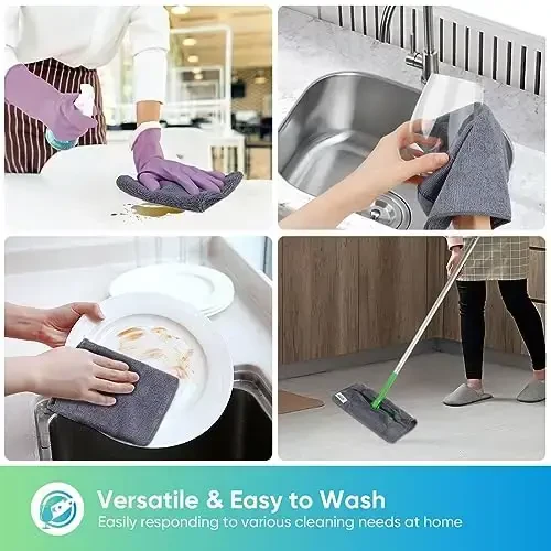 HOMEXCEL Grey Microfiber Tozalash Mato, 12 Pack Premium Mikrofiber Sochiqlar Avtomobillar uchun, Tolasiz, Chizishsiz, Yuqori Singdiruvchan, Avtomobil, Uy xo'jaligi, Oshxona, Oyna uchun Qayta Foydalanish Mumkin Bo'lgan Tozalash Latta, 11.5
