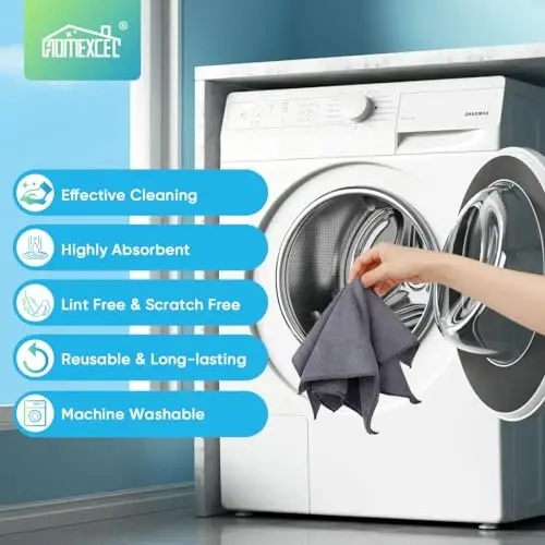 HOMEXCEL Grey Microfiber Cleaning Cloth, 12 Pack Premium Microfiber Towels for Cars, Lint Free, Scratch-Free, Highly Absorbent, Reusable Cleaning Rags for Car, Household, Kitchen, Window, 11.5