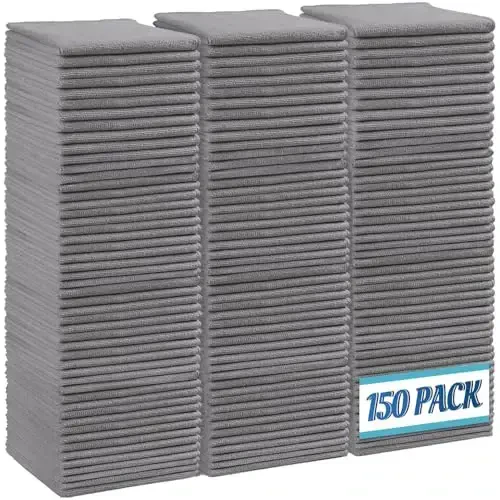 HOMEXCEL Grey Microfiber Cleaning Cloth,150 Pack Cleaning Rags, Cleaning Towels,11.5