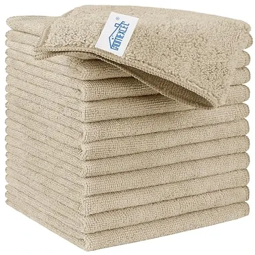 HOMEXCEL Brown Microfiber Cleaning Cloth, 12 Pack Premium Microfiber Towels for Cars, Lint Free, Scratch-Free, Highly Absorbent, Reusable Cleaning Rags for Car, Household, Kitchen, Window, 11.5