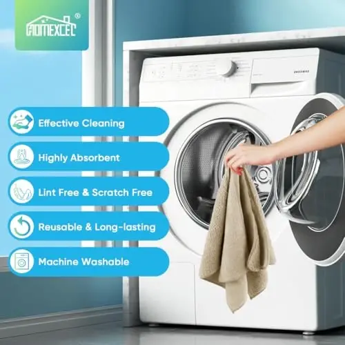 HOMEXCEL Brown Microfiber Cleaning Cloth, 12 Pack Premium Microfiber Towels for Cars, Lint Free, Scratch-Free, Highly Absorbent, Reusable Cleaning Rags for Car, Household, Kitchen, Window, 11.5