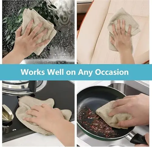 HOMEXCEL Brown Microfiber Cleaning Cloth, 50 Pack Cleaning Towels for Kitchen, Lint Free, Scratch-Free, Highly Absorbent, and Reusable Cleaning Rags for House, Window and Glass, Cars, 11.5 X11.5 inch - 5
