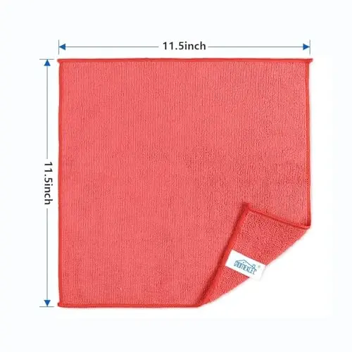 HOMEXCEL Red Microfiber Cleaning Cloth, 100 Pack Cleaning Towels for Kitchen, Lint Free, Scratch-Free, Highly Absorbent, and Reusable Cleaning Rags for House, Window and Glass, Cars, 11.5 X11.5 inch - 7
