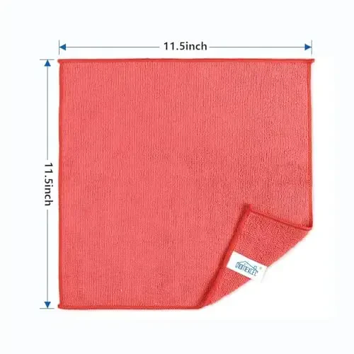 HOMEXCEL Red Microfiber Cleaning Cloth, 100 Pack Cleaning Towels for Kitchen, Lint Free, Scratch-Free, Highly Absorbent, and Reusable Cleaning Rags for House, Window and Glass, Cars, 11.5 X11.5 inch - 7