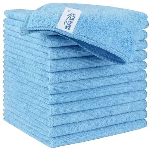 HOMEXCEL Blue Microfiber Cleaning Cloth, 12 Pack Premium Microfiber Towels for Cars, Lint Free, Scratch-Free, Highly Absorbent, Reusable Cleaning Rags for Car, Household, Kitchen, Window,11.5