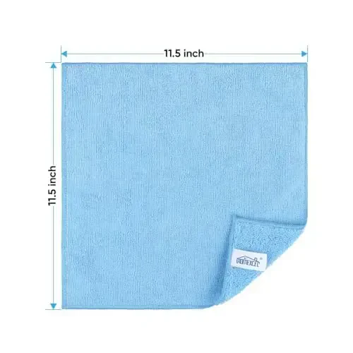 HOMEXCEL Blue Microfiber Cleaning Cloth, 12 Pack Premium Microfiber Towels for Cars, Lint Free, Scratch-Free, Highly Absorbent, Reusable Cleaning Rags for Car, Household, Kitchen, Window,11.5