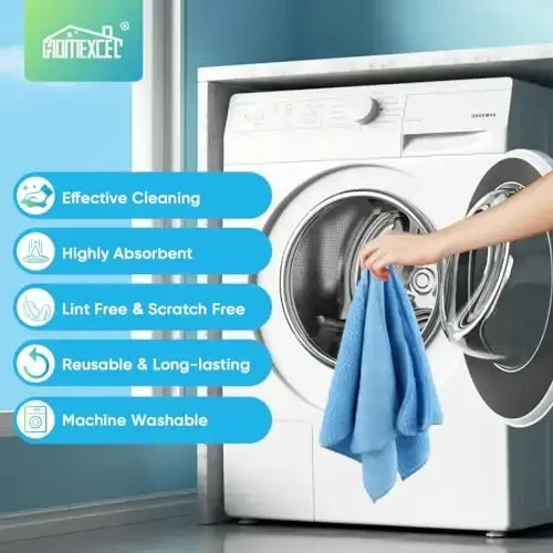 HOMEXCEL Blue Microfiber Cleaning Cloth, 12 Pack Premium Microfiber Towels for Cars, Lint Free, Scratch-Free, Highly Absorbent, Reusable Cleaning Rags for Car, Household, Kitchen, Window,11.5