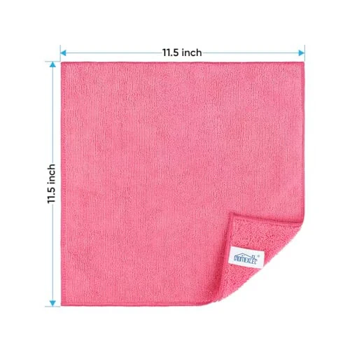HOMEXCEL Microfiber Cleaning Cloth 12 Pack, Pink Premium Microfiber Towels for Cars, Lint Free, Scratch-Free, Highly Absorbent, Reusable Cleaning Rags for Car, Household, Kitchen, 11.5
