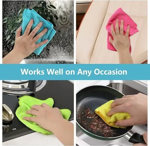 HOMEXCEL Microfiber Cleaning Cloth 600 Pack, Microfiber Towel for Cars, Lint Free, Scratch-Free, Highly Absorbent, and Cleaning Rags for House, Window and Glass, Cars, TV Screen 11.5 X11.5 inch - 6