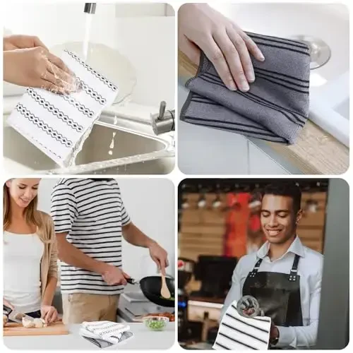 HOMEXCEL Microfiber Cleaning Cloth, Kitchen Towels 12 Pack, Lint Free, Scratch-Free, Highly Absorbent, Reusable Dish Towels for Kitchen and Household - 6