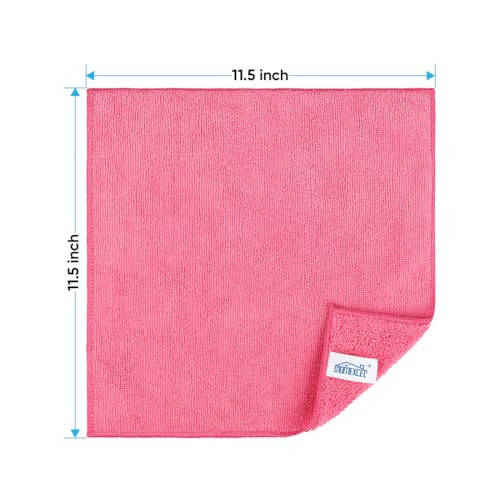 HOMEXCEL Pink Microfiber Cleaning Cloth, 12 Pack Premium Microfiber Towels for Cars, Lint Free, Scratch-Free, Highly Absorbent, Reusable Cleaning Rags for Car, Household, Kitchen, Window, 11.5
