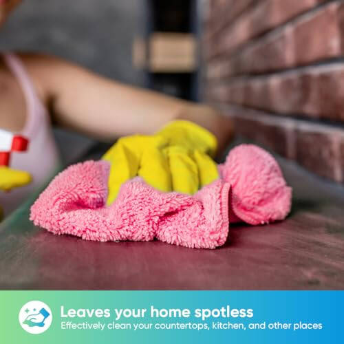 HOMEXCEL Pink Microfiber Cleaning Cloth, 12 Pack Premium Microfiber Towels for Cars, Lint Free, Scratch-Free, Highly Absorbent, Reusable Cleaning Rags for Car, Household, Kitchen, Window, 11.5