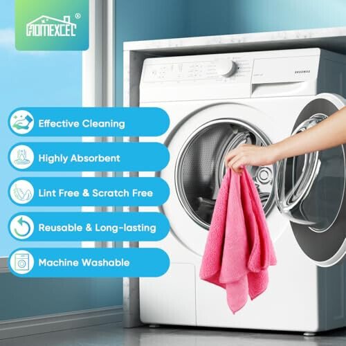 HOMEXCEL Pink Microfiber Cleaning Cloth, 12 Pack Premium Microfiber Towels for Cars, Lint Free, Scratch-Free, Highly Absorbent, Reusable Cleaning Rags for Car, Household, Kitchen, Window, 11.5