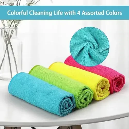 HOMEXCEL Microfiber Cleaning Cloth,150 Pack Cleaning Rags, Cleaning Towels with 4 Color Assorted,11.5
