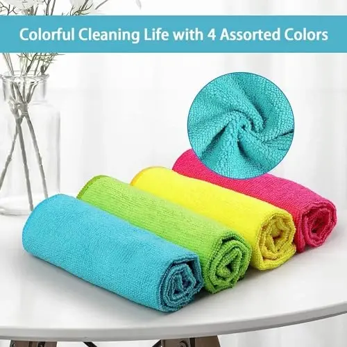 HOMEXCEL Microfiber Cleaning Cloth,150 Pack Cleaning Rags, Cleaning Towels with 4 Color Assorted,11.5