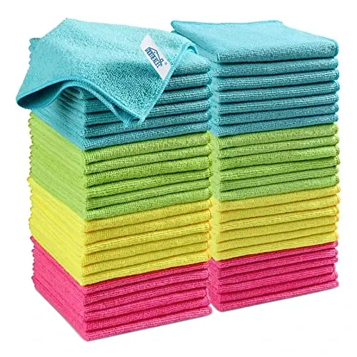 HOMEXCEL Microfiber Cleaning Cloth, 50 Pack Cleaning Rags, Cleaning Towels with 4 Color Assorted, 11.5