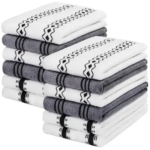 HOMEXCEL Microfiber Cleaning Cloth, Kitchen Towels 12 Pack, Lint Free, Scratch-Free, Highly Absorbent, Reusable Dish Towels for Kitchen and Household 