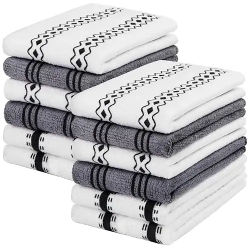 HOMEXCEL Microfiber Cleaning Cloth, Kitchen Towels 12 Pack, Lint Free, Scratch-Free, Highly Absorbent, Reusable Dish Towels for Kitchen and Household 