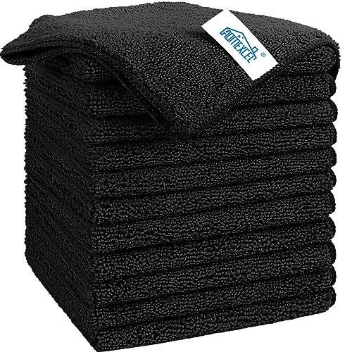 HOMEXCEL Black Microfiber Cleaning Cloth, 12 Pack Premium Microfiber Towels for Cars, Lint Free, Scratch-Free, Highly Absorbent, Reusable Cleaning Rags for Car, Household, Kitchen, Window, 11.5