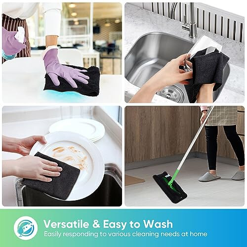 HOMEXCEL Black Microfiber Cleaning Cloth, 12 Pack Premium Microfiber Towels for Cars, Lint Free, Scratch-Free, Highly Absorbent, Reusable Cleaning Rags for Car, Household, Kitchen, Window, 11.5